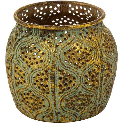 Portavelas de metal dorado 12.5x12.5x9.5 (1/5)