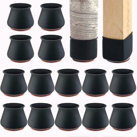 Patins de protection en silicone avec feutre pour pieds de chaise, adaptés aux parquets (lot de 24).
