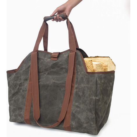 Sac fourre-Tout en Toile cirée, Porte-fourre-Tout pour Bois de Chauffage pour cheminée intérieure, Porte-Bois Rond pour Support (1/5)