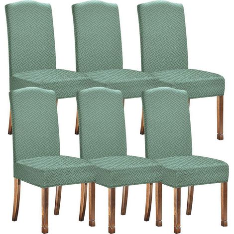 Stuhlhussen Jacquard Stretch Wasserabweisend 6er Set Matcha Grün (1/5)