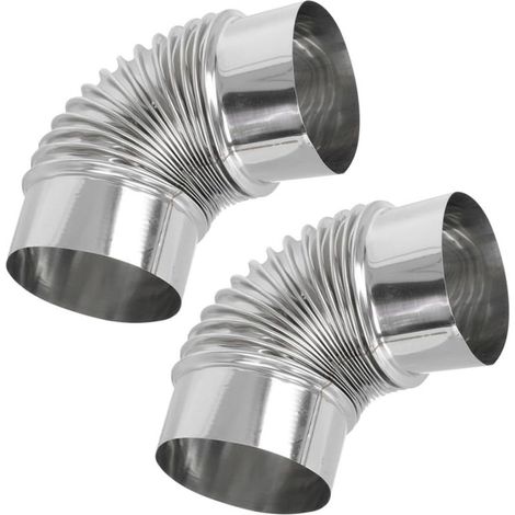 iplusmile 2pièces Tuyau De Cheminée Acier Inoxydable Conduit De Fumée Coudé Accessoires De Tuyauterie Pour Poêle Tube De Cheminée Allongé Manchon De Tuyau De Poêle