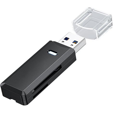 USB 3.0-Kartenleser – 2-in-1-Hochgeschwindigkeitskartenleser, SD/Micro SD/TF/SDHC/SDXC/MMC, schwarz, Windows/OS (1/4)