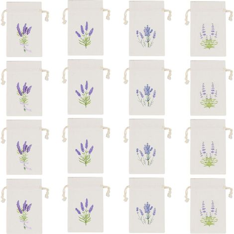 Lot de 16 sacs lavande, lin, vrac, herbes, 15x10 cm, cordelette, sachet, pot pourri (1/5)