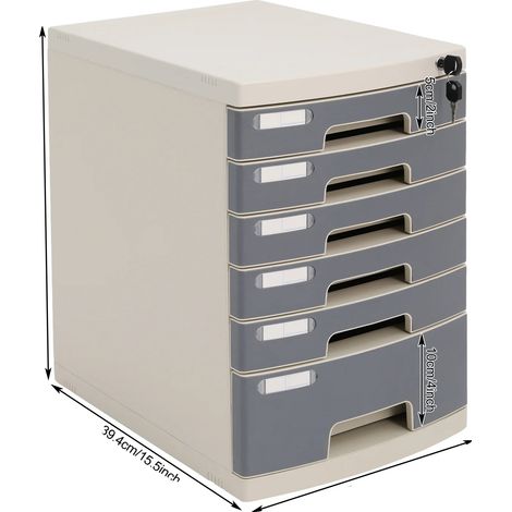 Organizzatore per cassetti, contenitore con serratura, design a 6 ripiani, GRIGIO (1/2)