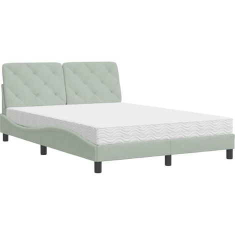 Maison Exclusive - Bett mit Matratze Hellgrau 140x200 cm Samt (1/5)
