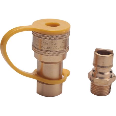 Raccord rapide/déconnecteur en laiton massif 1/2 pouce pour gaz propane, couleur or (1/5)