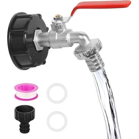 Vanne de vidange IBC, 1/2 pouce, pour réservoir d'eau de pluie de 1 000 litres, raccords de réservoir 3/4 pouce avec raccord de tuyau d'arrosage, raccords de réservoir IBC, raccords de (1/4)