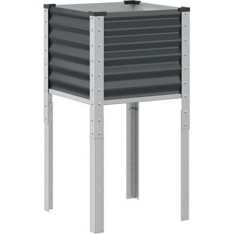 Pot de fleurs de jardin anthracite, 45 x 45 x 88 cm, acier (1/5)