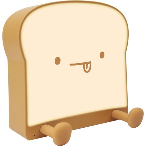 Tragbare, wiederaufladbare Nachttischlampe in Form eines Toasts mit Handyhalterung, niedliches Design fürs Schlafzimmer (1/5)