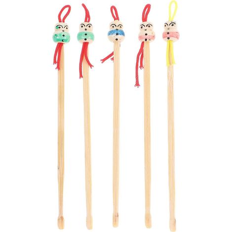 Kit de toilette comprenant 5 cure-oreilles en bambou avec tête de poupée et cure-oreilles décoratifs.-12.50X1.00X1.00CM