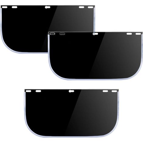 3 Pieces Replacement Lens for Face Shield - Replacement Tinted Lenses for Colored Masks, Commonly Used for Grinding and Cutting (Black) (1/5)