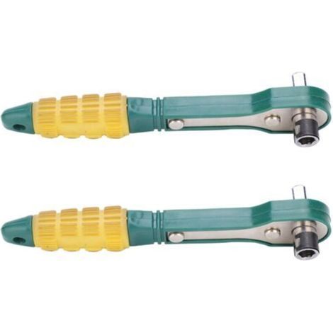 Clé à cliquet 1/4, douille hexagonale 45, clé d'entraînement en acier, outil manuel 144mm jaune vert 2 pièces (1/5)