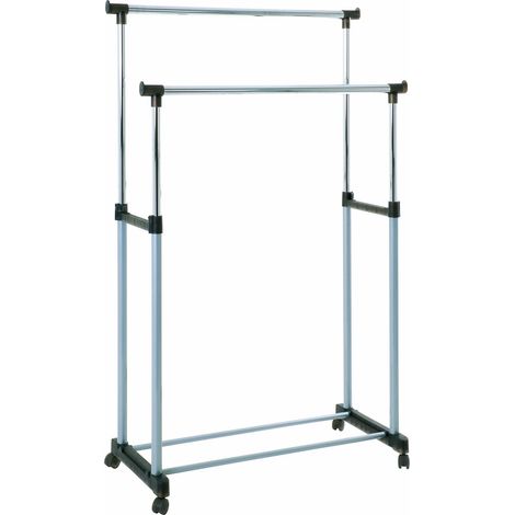 portant alu, chromé, gris, plastique, métal - Dim.: L 95 cm x H 95-170 cm x P 43 cm, Style: Modern (1/2)
