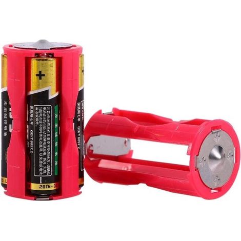 Allecto – Batterieadapter – AA-zu-C-Konverter – Tragbare Lösung – Rot – 4 Stück – Ideal für TV- und Audiogeräte – Für den Heimgebrauch (1/5)