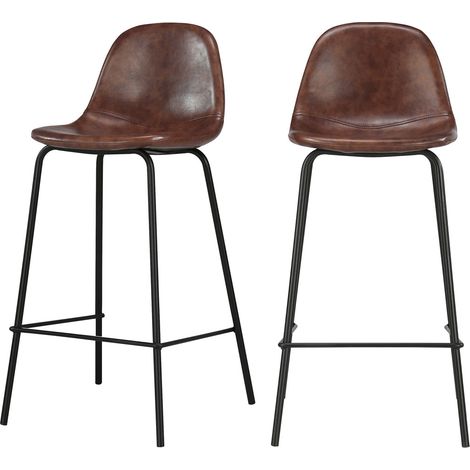 Set de 2 taburetes para isla de cocina de sintético marrón 65 cm - Henrik (1/4)