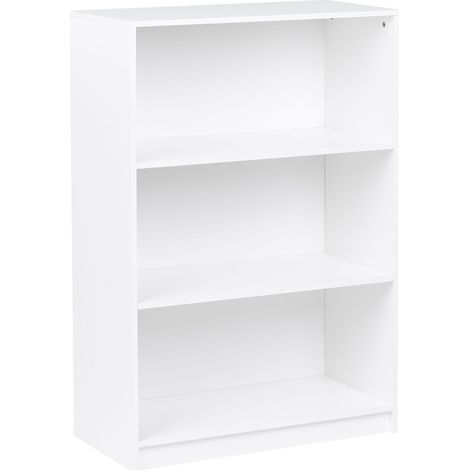Bibliothèque à 3 Étagères Minimaliste en Aggloméré 80 x 40 cm Finition Mate Blanche Zehna