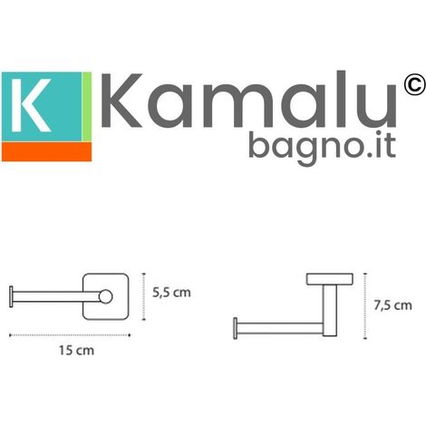 Portarotolo singolo con barra laterale a muro in acciaio inox satinato  CLODE-S kamalu (1/2)