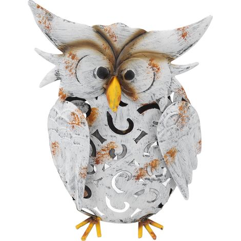 Lampe solaire décorative en forme de hibou, réaliste et éclatante, étanche IP55, en fer, pour jardin, pelouse et terrasse. (1/5)