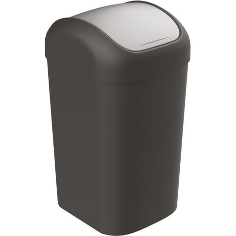 EDA - Poubelle fourre tout Balancio 50 L noir couv. gris anthraci.