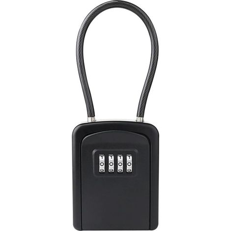 Portable key box, combination key protection box, hanging key box, key security box (black) (1/5)