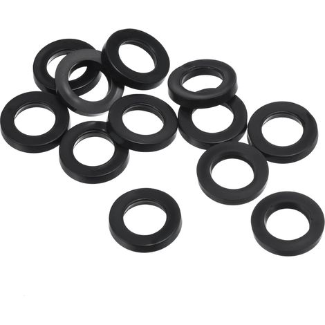 M10 Caoutchouc Plat Rondelle, 12 Paquet 10mm ID 16mm OD Étanchéité Entretoise Joint Anneau pour Robinet Tuyau Eau Fixation Boulon, Noir (1/5)