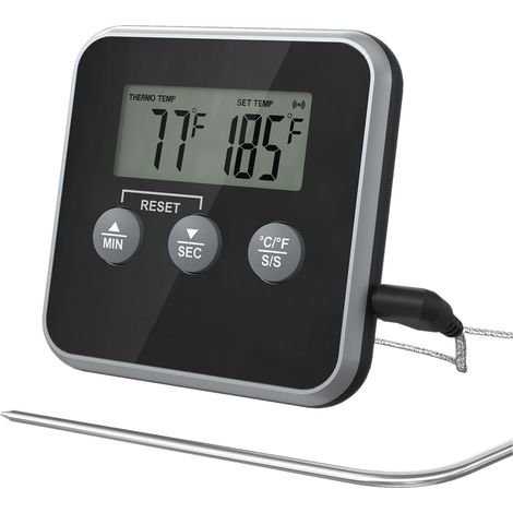 Termómetro digital para carne, termómetro para alimentos para barbacoa, termómetro para ahumador con modo de cocción inteligente, temporizador y alarma para horno. (1/5)