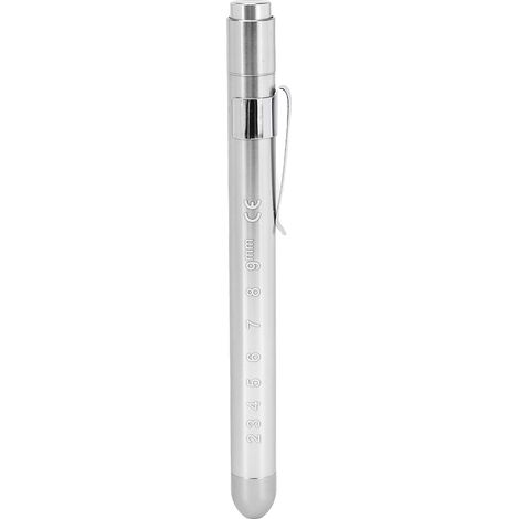 Lot blanc à clip pour infirmières, lampe stylo LED argentée réutilisable de poche tête convexe (1/5)