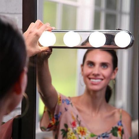 Schminkspiegelleuchte mit Saugnapf, 4 superhelle weiße LEDs, tragbare Badezimmer-Kosmetiklampe (1/4)