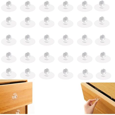 30 PCS Poignées Placard Adhésives, Poignées Tiroir Coller, Poignées Verre Coller, pour Armoires, Tiroirs, Poignées de Porte, Armoires (1/5)