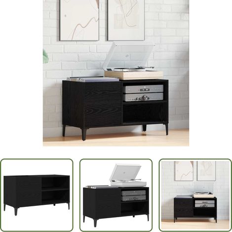 Armoire à disques - Meuble à vinyles Chêne noir 84,5 x 38 x 48 cm Bois d'ingénierie (1/5)