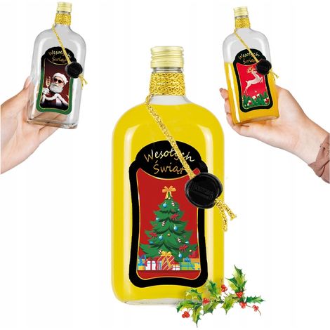 Weihnachtsklassiker 500ml Premium-Glasflasche mit Dekor für Liköre (1/5)