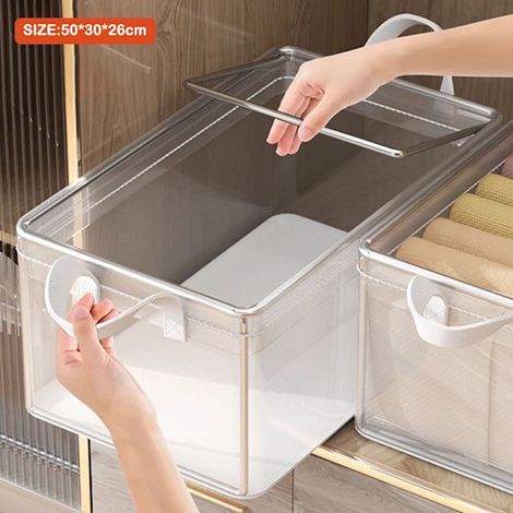 Grande armoire de rangement pour vêtements, organisateur de maison, transparente 50 x 30 x 26 cm (1/5)