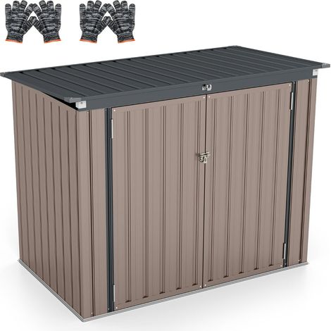 Capannone da esterno con doppia apertura 172 x 95,5 x 130 cm con chiusura di sicurezza e finitura in metallo zincato marrone 200010012