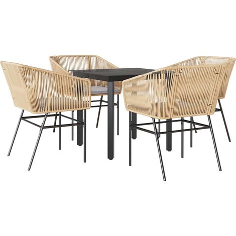 Maison Exclusive - 5-tlg. Garten-Essgruppe mit Kissen Braun Poly