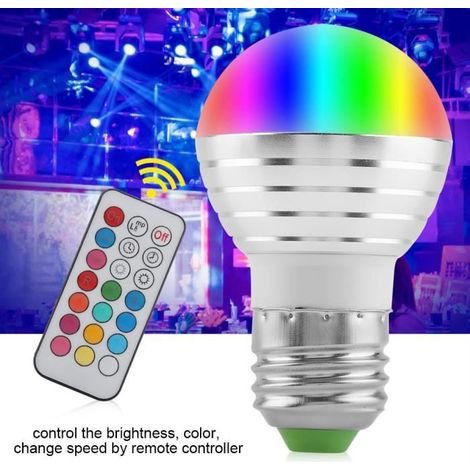 Ampoule LED RGBW E27 3W Multicolore avec Télécommande - 16 Couleurs (1/4)
