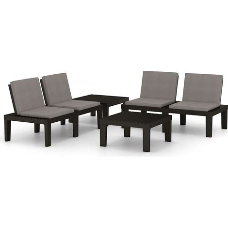 Maison Exclusive - Set Divani da Giardino con Cuscini 4 pz in Plastica Grigio (1/5)