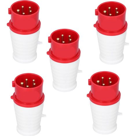 Industrial Connector Plug 16A 380V to 415V 5-Pin Industrial Plug PA66 Brass Contacts Plug and Play Dust Tested for Use in a Power Plant (1/5)