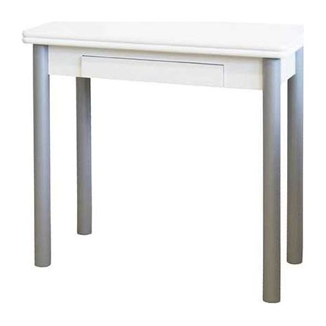Mesa de cocina Malak con apertura tipo libro acabado blanco, 80 x 40/80 x 76 cm (largo x ancho x alto) (1/3)