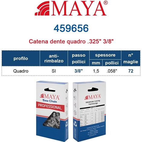 Catena Motosega 3/8" - 1,5 mm .058" - 72 maglie Prof. Quadro con antirimbalzo 459656