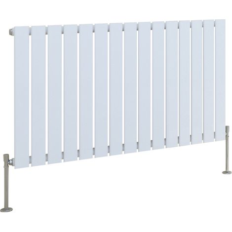 White Radiator Flat Panel Central Heating Rads with Angle Square Valve Horizontal Single 600x1020mm