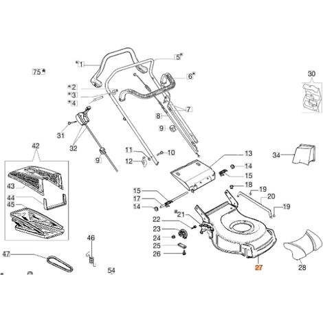 Carcassa tagliaerba modelli GV53TK ALLROAD ORIGINALE OLEOMAC 66070841R