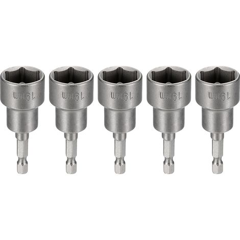 5Pcs Embout À Douille Pour Écrou 19mm Métrique Acier Cr-V Gris (1/5)