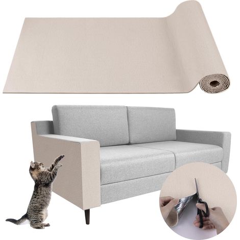 Tapis Griffoir Chat Adhésif, Grattoir Mural pour Canapé, Protection Anti-Griffe, Peut être Coupé sur Mesure - Beige, 30x100 cm (1/5)