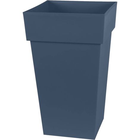Pot de fleur carré Toscane 39 x H.65 cm - Bleu jean- Eda