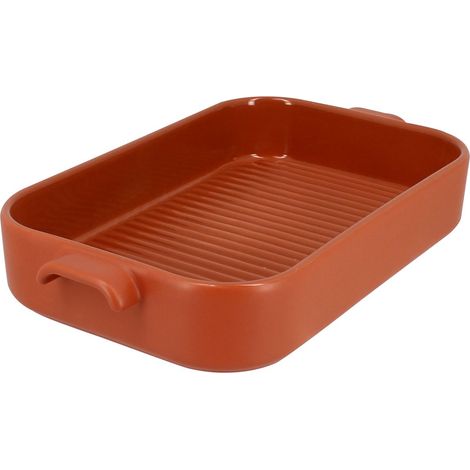 MENASTYL - OCTAVE PLAT A FOUR GRILLE RECTANGLE 840 ML TERRACOTTA 26.5 X 15 CM EN GRES
