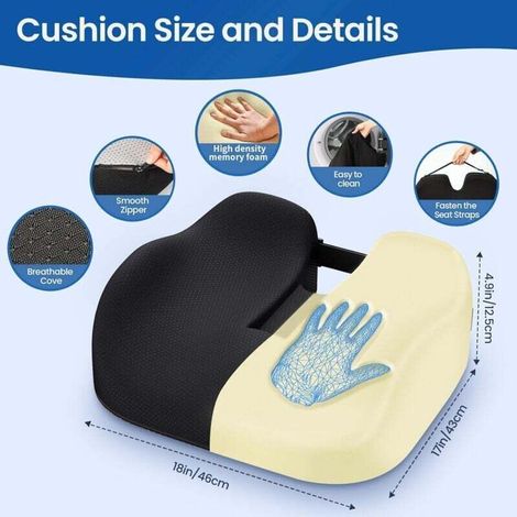 Coussin Chaise Bureau Orthopédique Soulagement de la Pression pour Coccyx,Sciatique,Hanche,Coussin Ergonomique Assise à Mémoire de Forme (1/3)