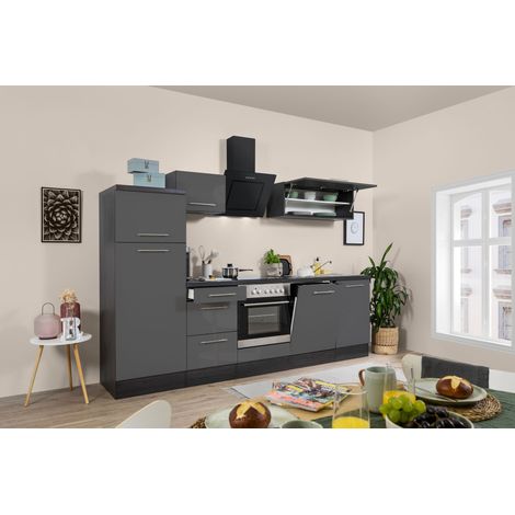 Cuisine Kitchenette Chêne Gris Amanda 280 cm Respekta Premium