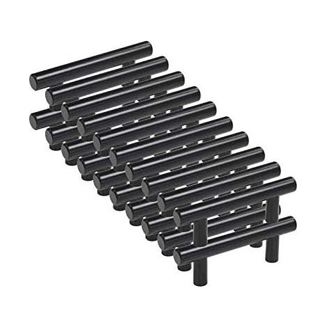20 tiradores negros para muebles, tiradores negros para armarios de cocina, tiradores en T negros, tiradores negros para cajones y armarios. (1/5)