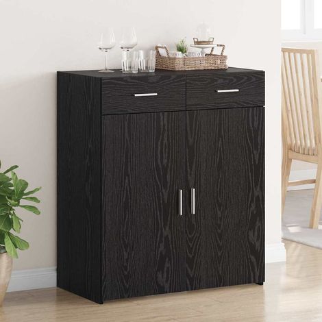Badschrank Schwarz Eichen-Optik 80 x 42,5 x 93,5 cm