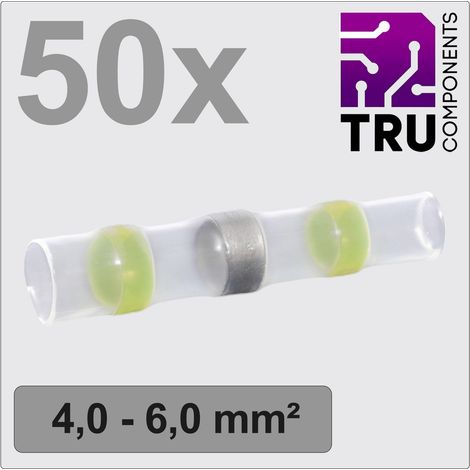 TRU COMPONENTS TC-12888428 Stoßverbinder mit Schrumpfschlauch 4 mm² 6 mm² Vollisoliert Gelb 50 St.